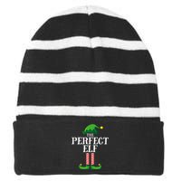 Perfect Elf Matching Family Group Christmas Party Pyjamas Striped Beanie with Solid Band