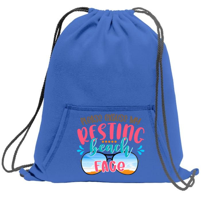 Please Excuse My Resting Beach Face Summer Vibes Beach Vacay Gift Sweatshirt Cinch Pack Bag