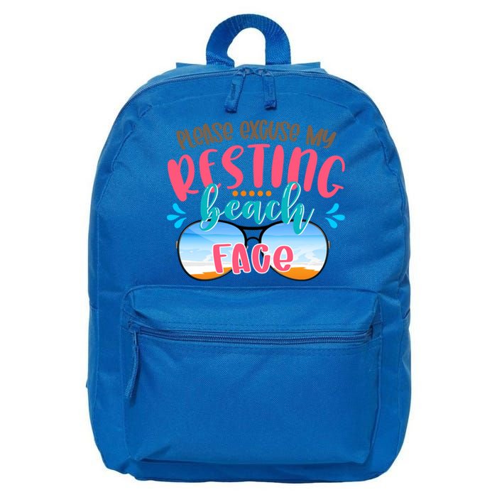 Please Excuse My Resting Beach Face Summer Vibes Beach Vacay Gift 16 in Basic Backpack