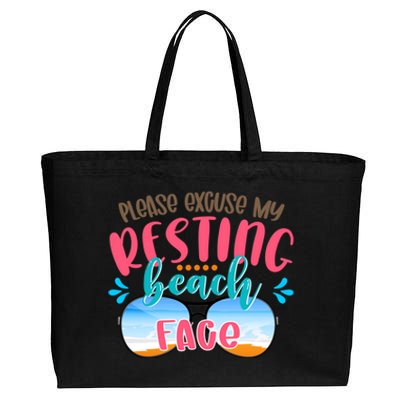 Please Excuse My Resting Beach Face Summer Vibes Beach Vacay Gift Cotton Canvas Jumbo Tote