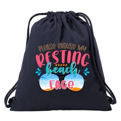 Please Excuse My Resting Beach Face Summer Vibes Beach Vacay Gift Drawstring Bag