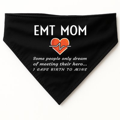 Proud Emt Mom Emergency Medical Technician Mother Quote Gift USA-Made Doggie Bandana