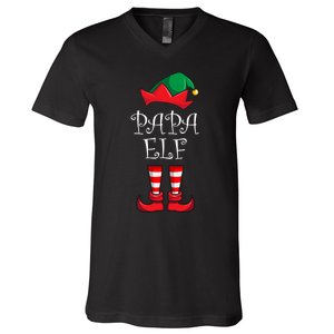 Papa Elf Matching Family Christmas Party Pajama Papa Elf V-Neck T-Shirt