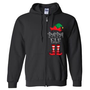 Papa Elf Matching Family Christmas Party Pajama Papa Elf Full Zip Hoodie