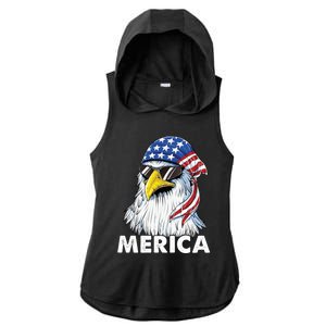 Patriotic Eagle Mullet 4th Of July Usa American Flag Merica Meaningful Gift Ladies PosiCharge Tri-Blend Wicking Draft Hoodie Tank