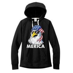 Patriotic Eagle Mullet 4th Of July Usa American Flag Merica Meaningful Gift Women's Fleece Hoodie