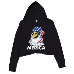 Patriotic Eagle Mullet 4th Of July Usa American Flag Merica Meaningful Gift Crop Fleece Hoodie