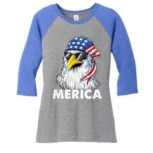 Patriotic Eagle Mullet 4th Of July Usa American Flag Merica Meaningful Gift Women's Tri-Blend 3/4-Sleeve Raglan Shirt