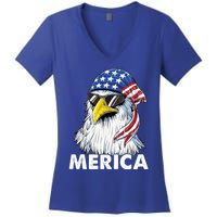 Patriotic Eagle Mullet 4th Of July Usa American Flag Merica Meaningful Gift Women's V-Neck T-Shirt