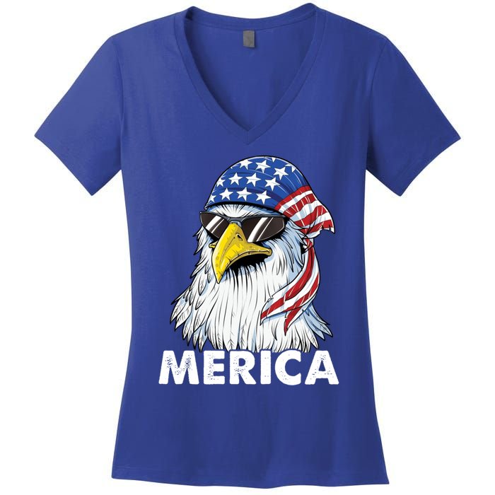 Patriotic Eagle Mullet 4th Of July Usa American Flag Merica Meaningful Gift Women's V-Neck T-Shirt