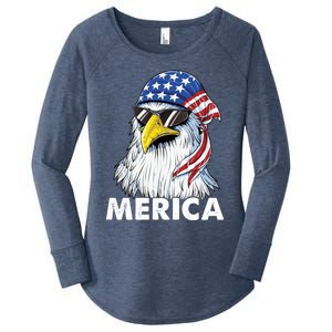 Patriotic Eagle Mullet 4th Of July Usa American Flag Merica Meaningful Gift Women's Perfect Tri Tunic Long Sleeve Shirt