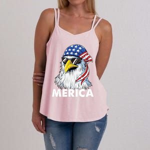 Patriotic Eagle Mullet 4th Of July Usa American Flag Merica Meaningful Gift Women's Strappy Tank