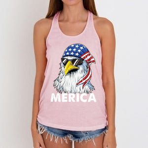 Patriotic Eagle Mullet 4th Of July Usa American Flag Merica Meaningful Gift Women's Knotted Racerback Tank