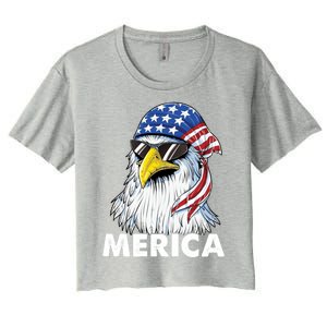 Patriotic Eagle Mullet 4th Of July Usa American Flag Merica Meaningful Gift Women's Crop Top Tee