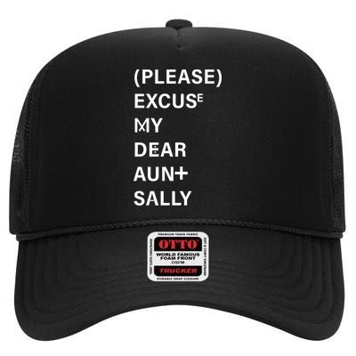 PEMDAS Please Excuse My Dear Aunt Sally High Crown Mesh Back Trucker Hat