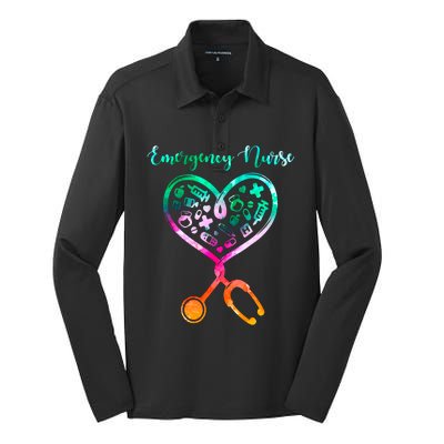 Peds Ed Nurse Rn Er Pediatric Emergency Nursing Heart Love Gift Silk Touch Performance Long Sleeve Polo