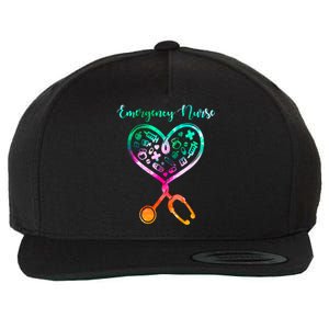 Peds Ed Nurse Rn Er Pediatric Emergency Nursing Heart Love Gift Wool Snapback Cap