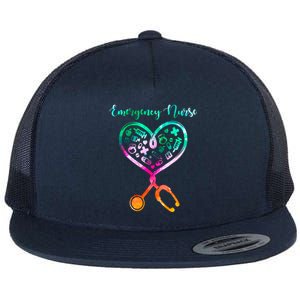 Peds Ed Nurse Rn Er Pediatric Emergency Nursing Heart Love Gift Flat Bill Trucker Hat