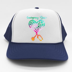 Peds Ed Nurse Rn Er Pediatric Emergency Nursing Heart Love Gift Trucker Hat