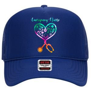 Peds Ed Nurse Rn Er Pediatric Emergency Nursing Heart Love Gift High Crown Mesh Back Trucker Hat