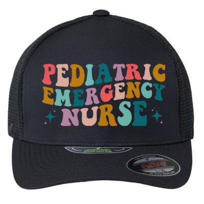 Pediatric ER Nurse Emergency Room RN Nursing Groovy Retro Flexfit Unipanel Trucker Cap