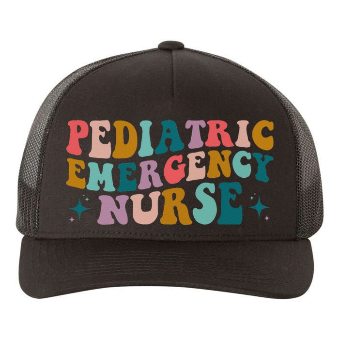 Pediatric ER Nurse Emergency Room RN Nursing Groovy Retro Yupoong Adult 5-Panel Trucker Hat