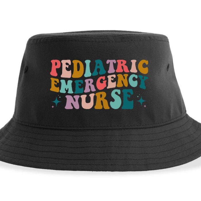 Pediatric ER Nurse Emergency Room RN Nursing Groovy Retro Sustainable Bucket Hat