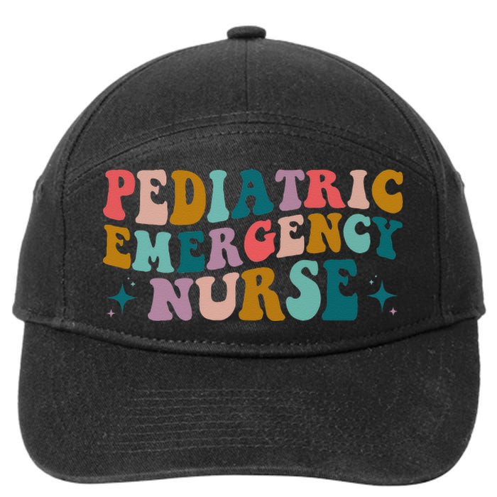 Pediatric ER Nurse Emergency Room RN Nursing Groovy Retro 7-Panel Snapback Hat