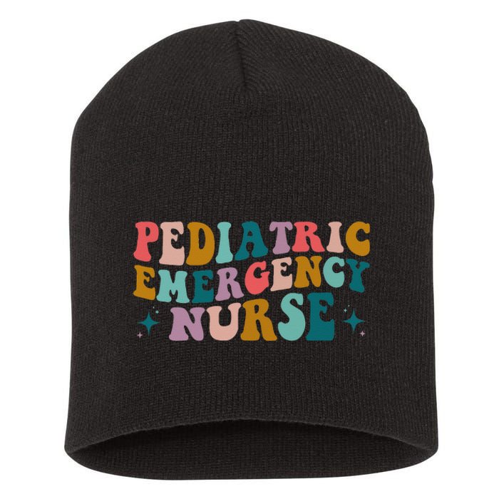 Pediatric ER Nurse Emergency Room RN Nursing Groovy Retro Short Acrylic Beanie