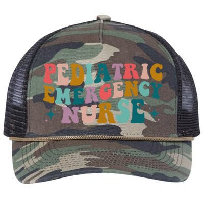 Pediatric ER Nurse Emergency Room RN Nursing Groovy Retro Retro Rope Trucker Hat Cap