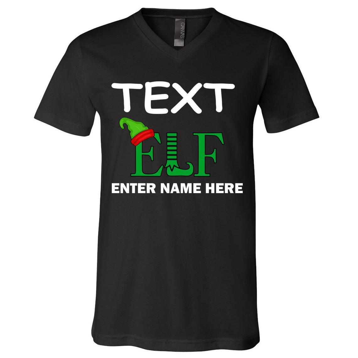 Personalize Elf Name Custom Family Matching Christmas V-Neck T-Shirt