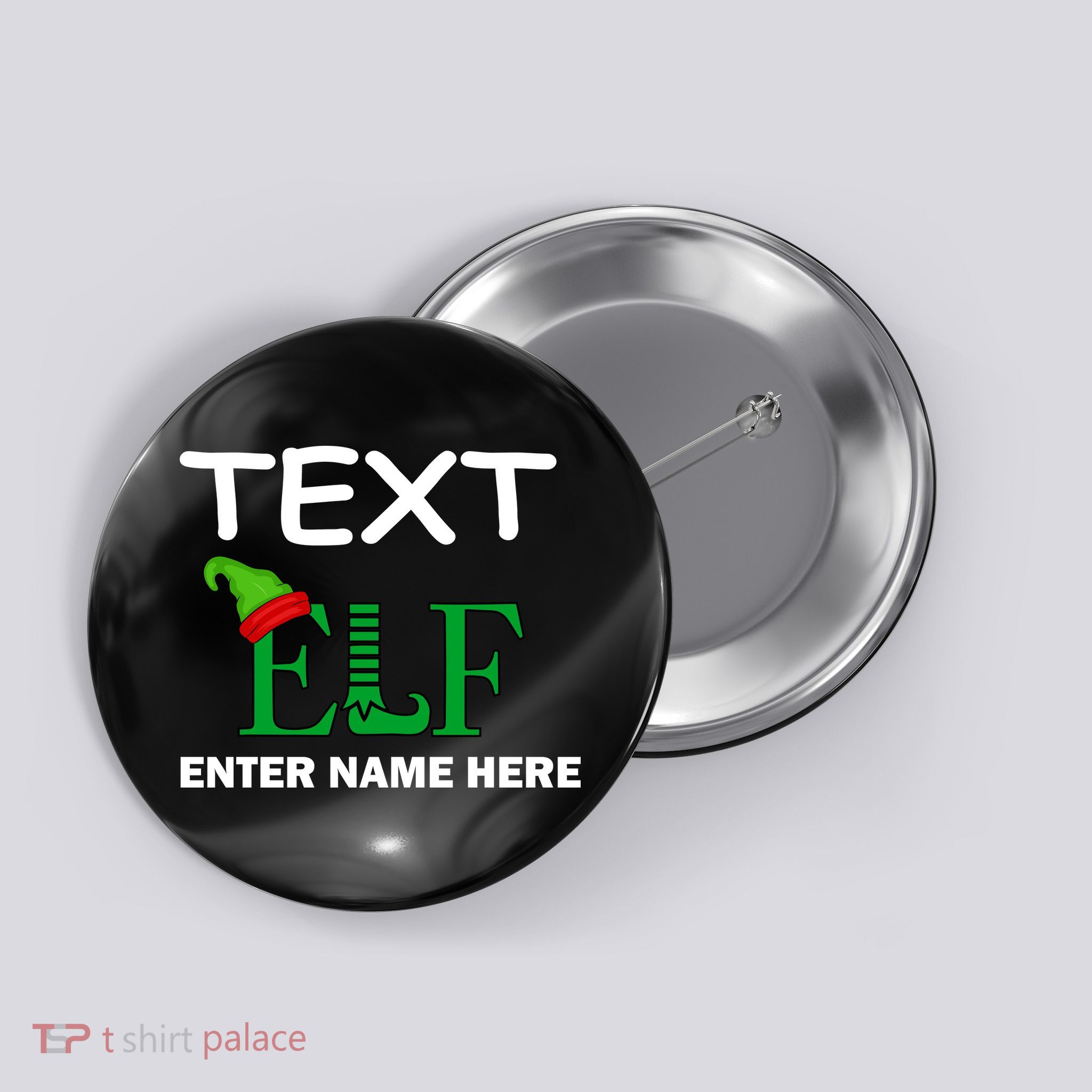 Personalize Elf Name Custom Family Matching Christmas Button