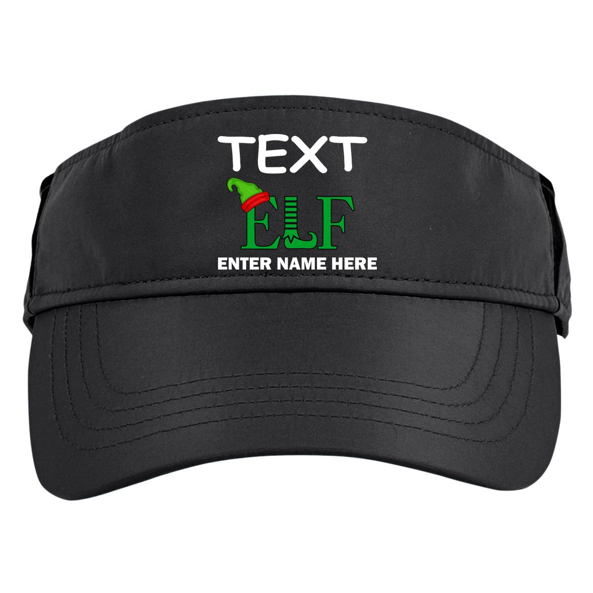 Personalize Elf Name Custom Family Matching Christmas Adult Drive Performance Visor