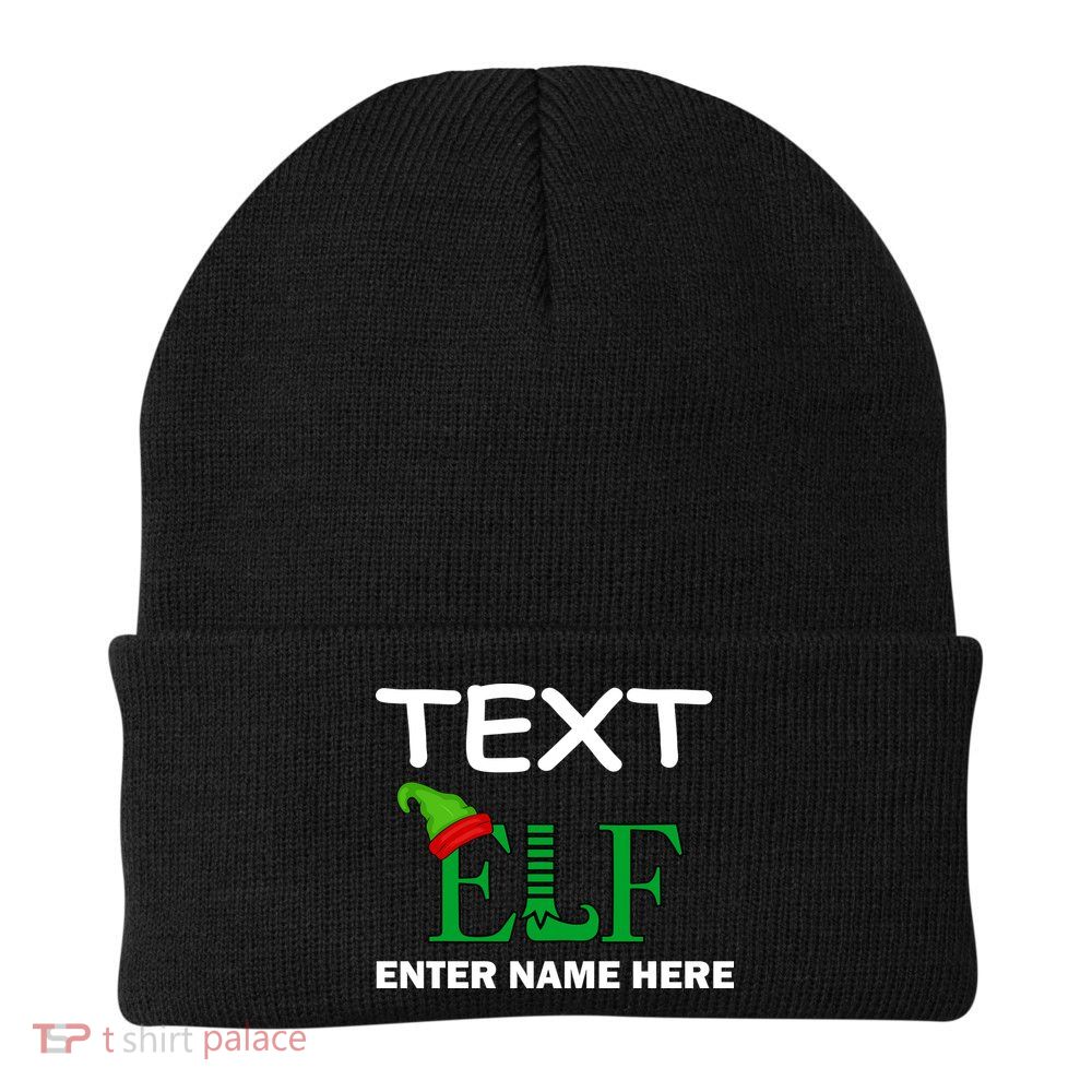 Personalize Elf Name Custom Family Matching Christmas Knit Cap Winter Beanie