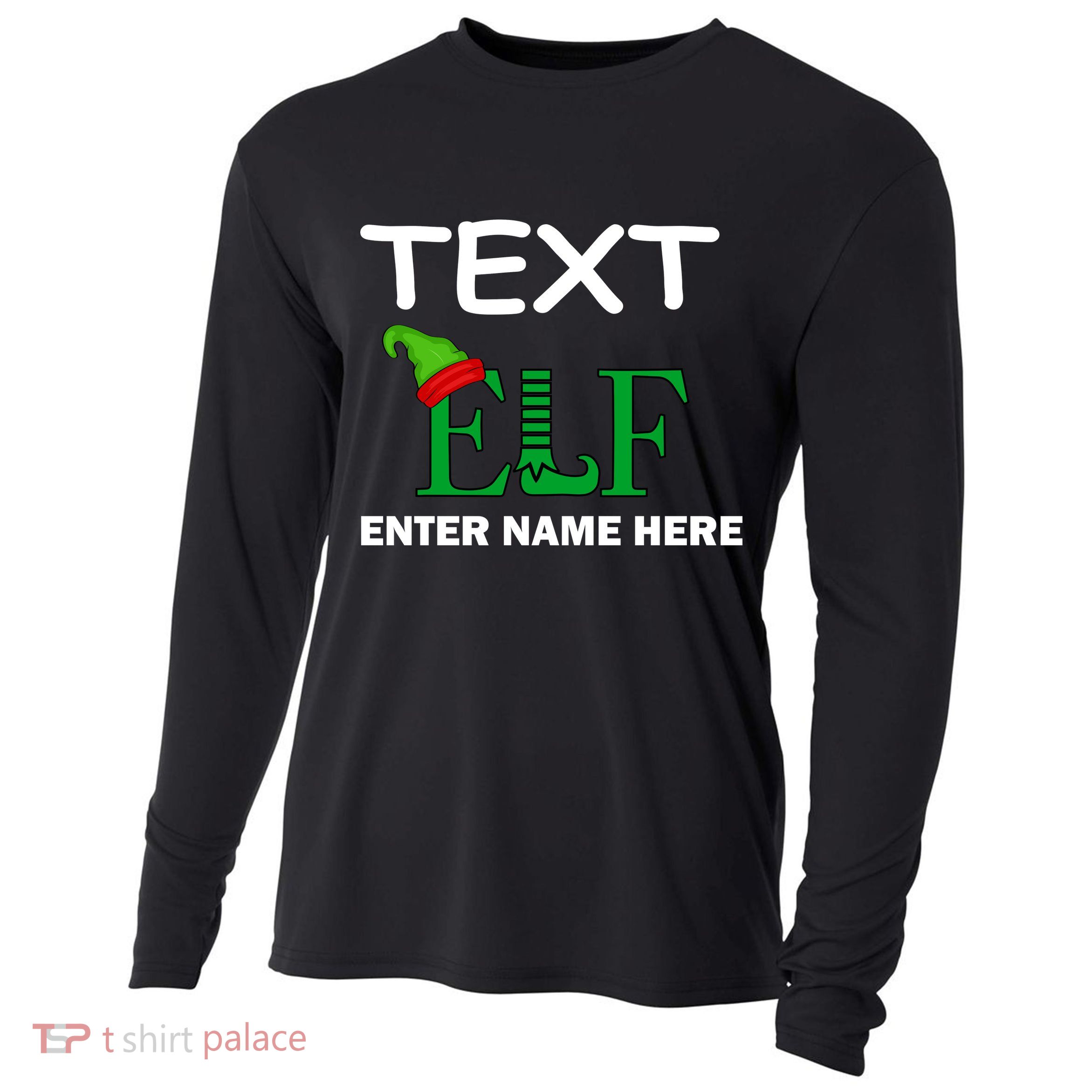 Personalize Elf Name Custom Family Matching Christmas Cooling Performance Long Sleeve Crew