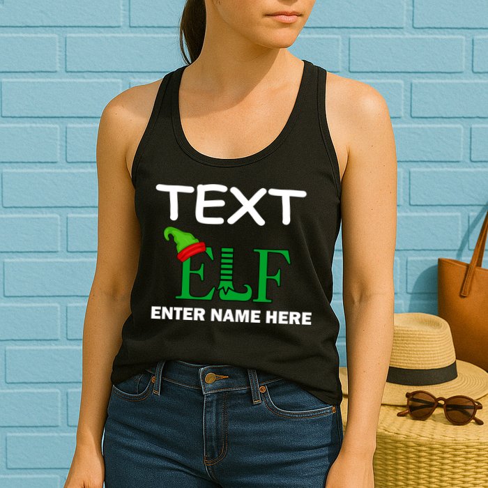 Personalize Elf Name Custom Family Matching Christmas Womens Tank Top