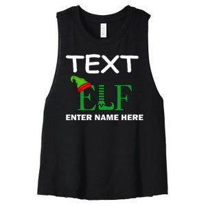 Personalize Elf Name Custom Family Matching Christmas Women's Racerback Cropped Tank