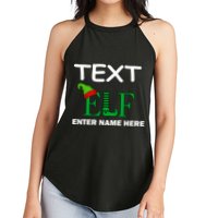 Personalize Elf Name Custom Family Matching Christmas Women's Perfect Tri Rocker Tank