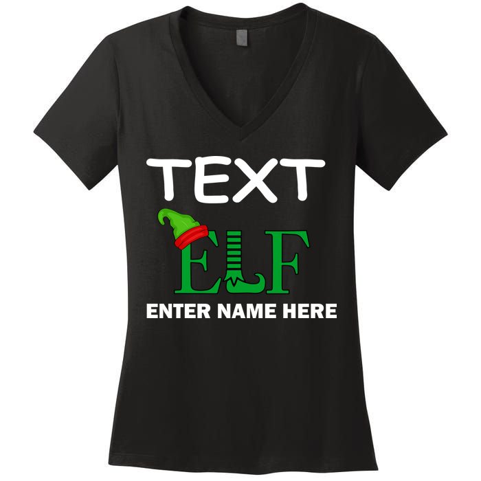 Personalize Elf Name Custom Family Matching Christmas Women's V-Neck T-Shirt