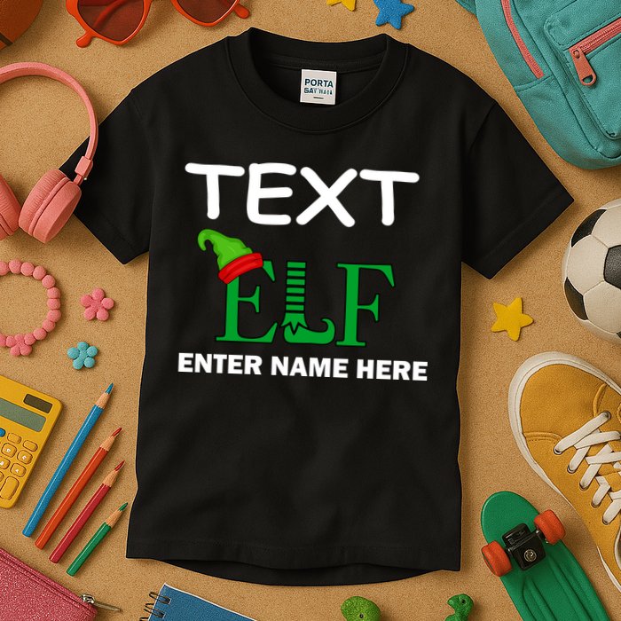 Personalize Elf Name Custom Family Matching Christmas Kids T-Shirt