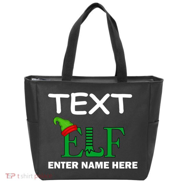 Personalize Elf Name Custom Family Matching Christmas Zip Tote Bag