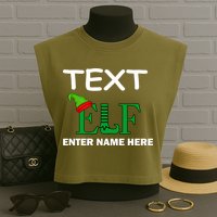 Personalize Elf Name Custom Family Matching Christmas Garment-Dyed Women's Muscle Tee
