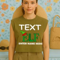 Personalize Elf Name Custom Family Matching Christmas Garment-Dyed Women's Muscle Tee