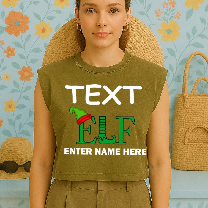 Personalize Elf Name Custom Family Matching Christmas Garment-Dyed Women's Muscle Tee