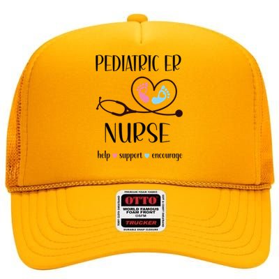 Pediatric Er Nurse Appreciation Pediatric Emergency Nurse Meaningful Gift High Crown Mesh Back Trucker Hat