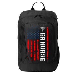 Patriotic Er Nurse Retro American Flag City Backpack