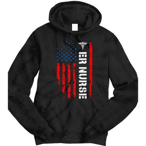 Patriotic Er Nurse Retro American Flag Tie Dye Hoodie