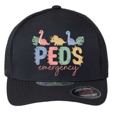 Pediatric Emergency Nurse Dinosaurs Peds Er Nurse Wo Flexfit Unipanel Trucker Cap