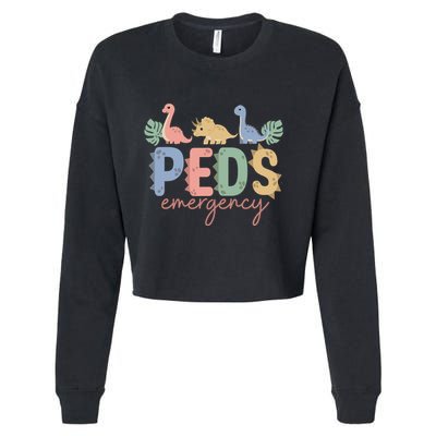 Pediatric Emergency Nurse Dinosaurs Peds Er Nurse Wo Cropped Pullover Crew