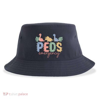 Pediatric Emergency Nurse Dinosaurs Peds Er Nurse Wo Sustainable Bucket Hat